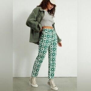 Pacsun Floral High Rise Straight Green Patterned Jeans PERFUME